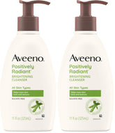 Aveeno Positively Radiant Brightening Facial Cleanser for Sensitive Skin,Targets Dull Skin,Moisture Rich Soy Extract,Non-Comedogenic,Oil- & Soap-Free,Hypoallergenic,11 Fl. Oz,(Pack of 2)