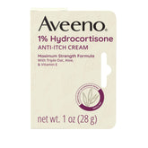 Aveeno Maximum Strength 1% Hydrocortisone Anti-Itch Cream, Triple Oat, Aloe & Vitamin E For Itch Relief From Eczema, Psoriasis, Insect Bites, Poison Ivy, Oak & Sumac & Detergents, 1 oz, 2 Pack