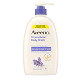 Aveeno Stress Relief Body Wash for Women, Calming Lavender Scent & Prebiotic Oat, Cleanser for Sensitive Dry Skin, Paraben, Dye & Soap-Free, 33 Fl Oz