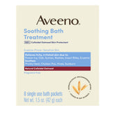 Aveeno Soothing Bath Treatment with 100% Colloidal Oatmeal Skin Protectant for Sensitive & Eczema-Prone Skin, Fragrance-Free Bath Soak Relieves Itchy, Irritated Skin, Individual Packets, 8 ct