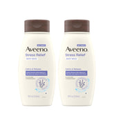 Aveeno Stress Relief Body Wash with Nourishing Oat & Lavender Scent for Sensitive Skin, Gently Cleanses & Helps You Feel Calm & Relaxed in the Shower, Soap-Free, Twin Pack, 2 x 18 fl. oz